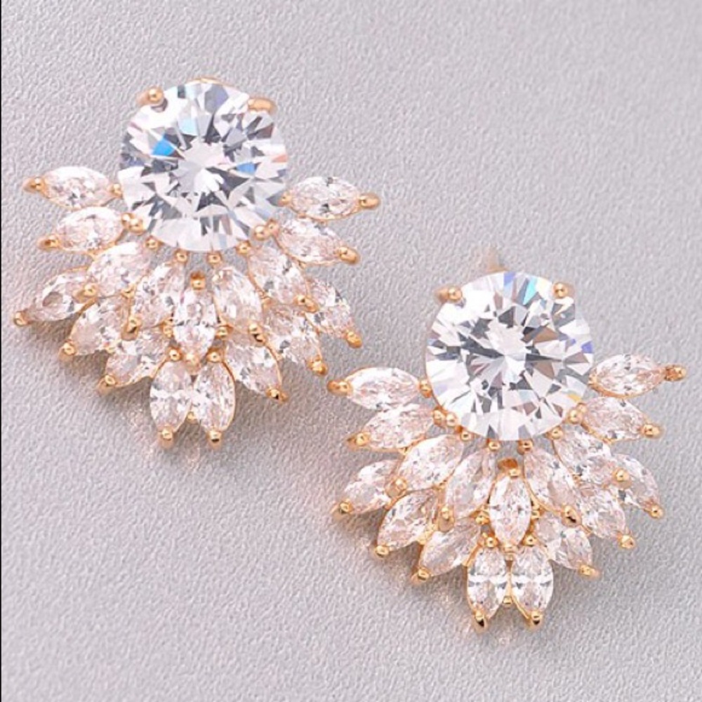 Rose Gold Formal Statement Earrings